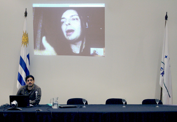 Gleb Rogozinsky on the screen, with Martín Rocamora.